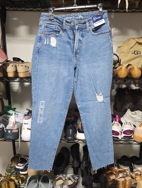 Old Navy Light Blue High-Rise Cropped Distressed Jeans